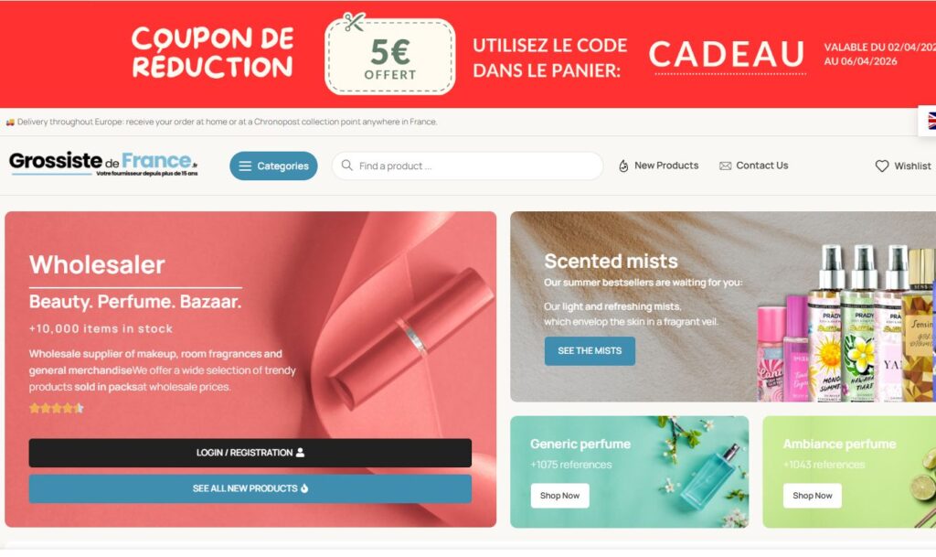 page dacceuil de grossiste de france